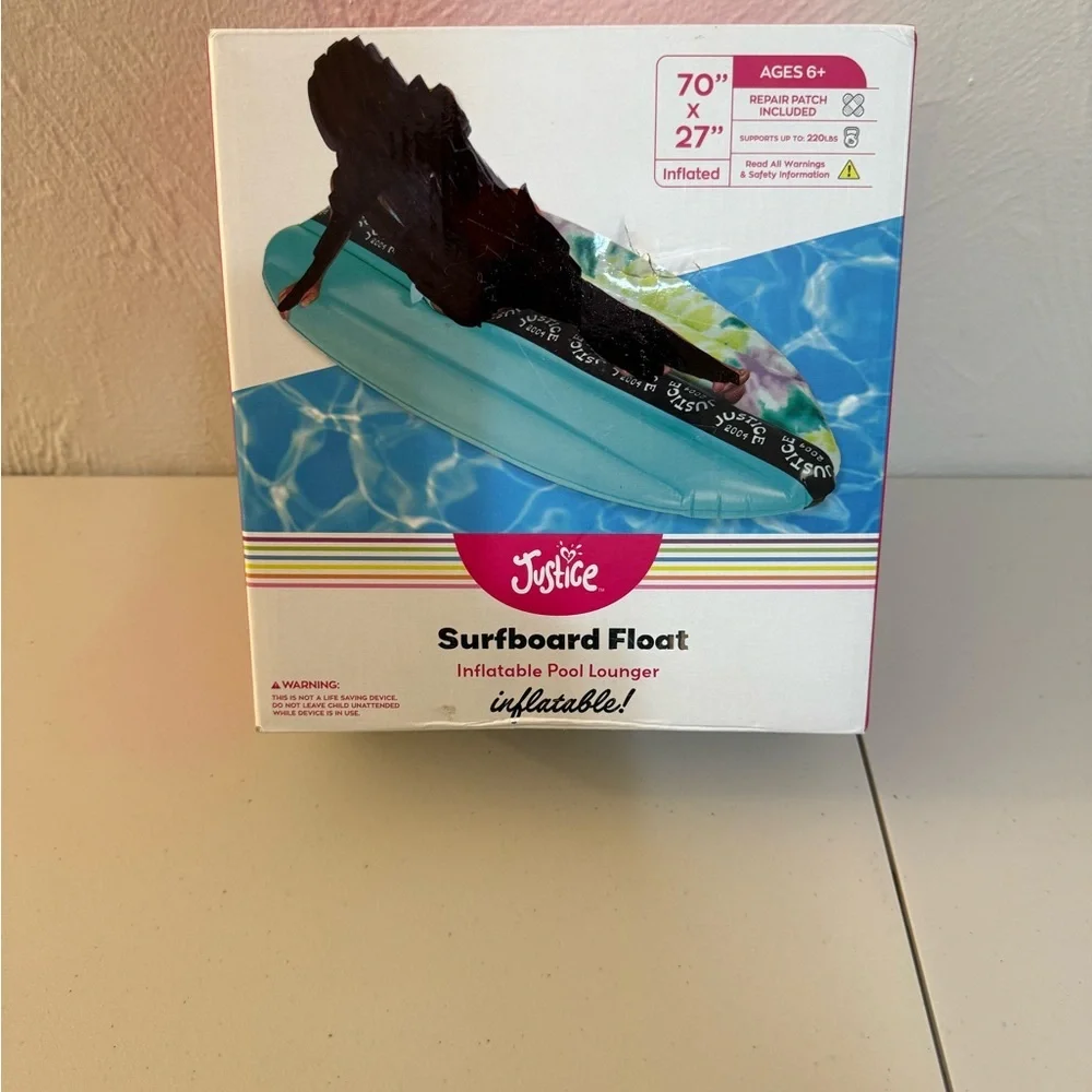 Justice Quick-Valve Inflatable Surfboard.  (I blackened out the too young girl)